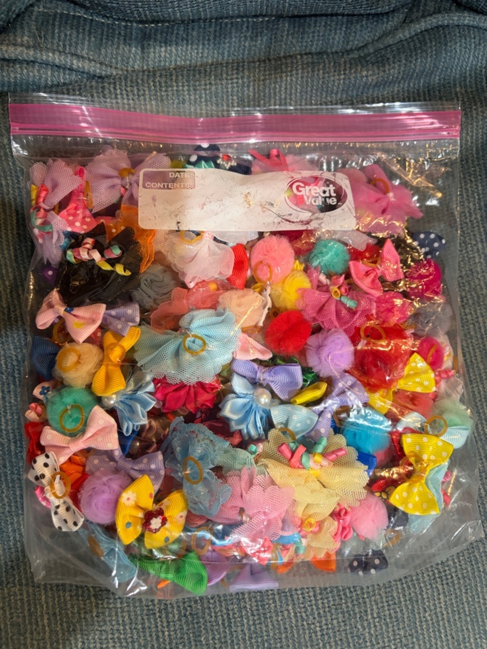 Assorted Dog Hair Bows and PomPoms - Bright Multi-Color Pack - Picture 2 of 10
